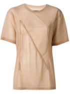 Nicopanda Exposed Seam Sheer T-shirt, Women's, Size: Large, Nude/neutrals, Polyester