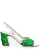 Miu Miu Sandals With Glitter Details - Green