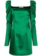 Amen Satin Puffed Shoulder Dress - Green