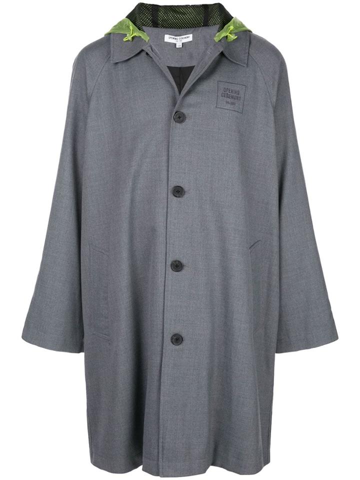 Opening Ceremony Hooded Trench Coat - Grey