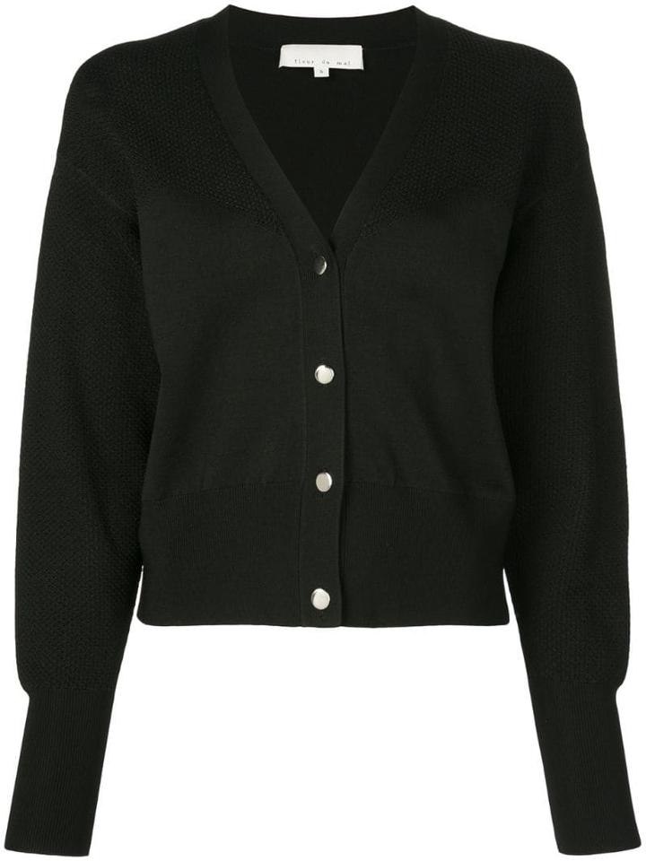 Fleur Du Mal Cropped V-neck Cardigan - Black