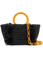 Carolina Santo Domingo Embroidered Top-handle Tote - Black