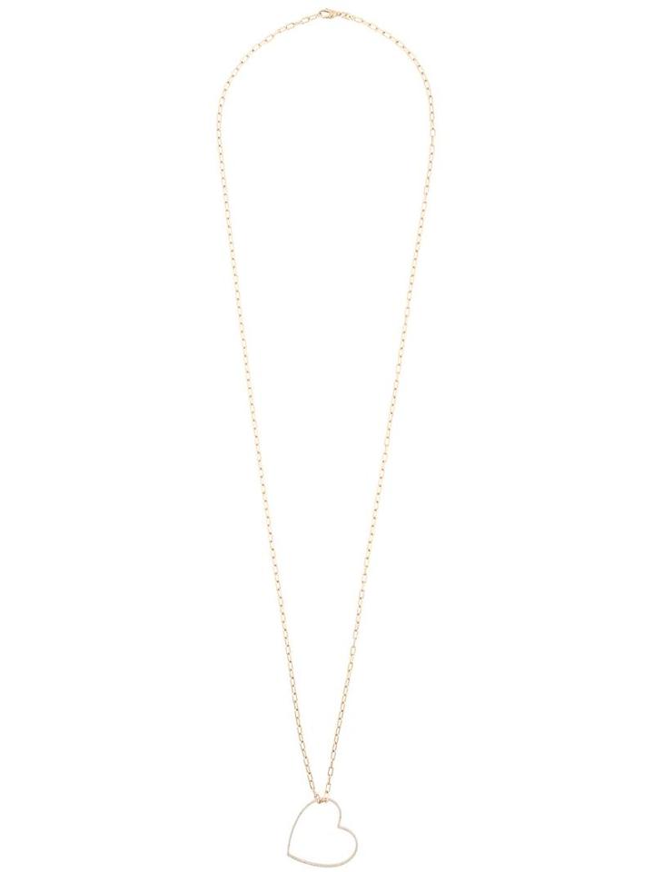 Rosa De La Cruz Diamond Encrusted Heart Pendanct Necklace, Women's, Metallic