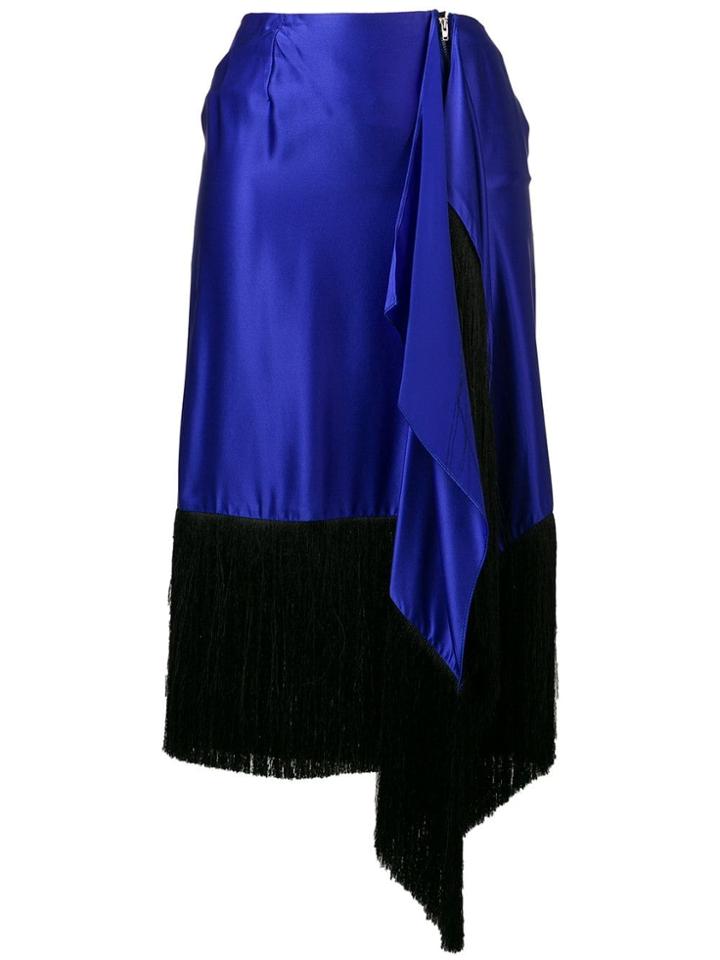 Marques'almeida Two-tone Fringe Skirt - Blue