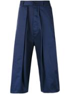 Sunnei - Pleated Cropped Trousers - Men - Cotton - M, Blue, Cotton