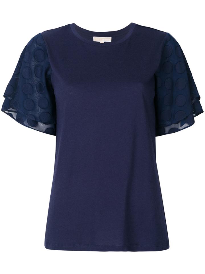 Michael Michael Kors Polka Dot Sleeve Tee - Blue