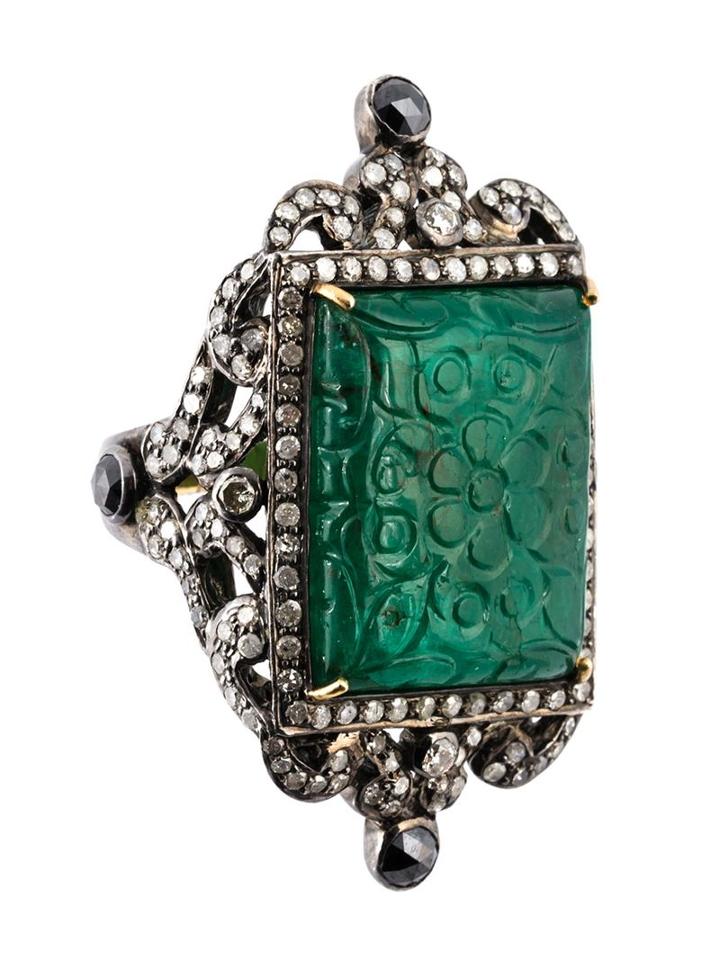 Gemco Emerald And Diamond Cocktail Ring