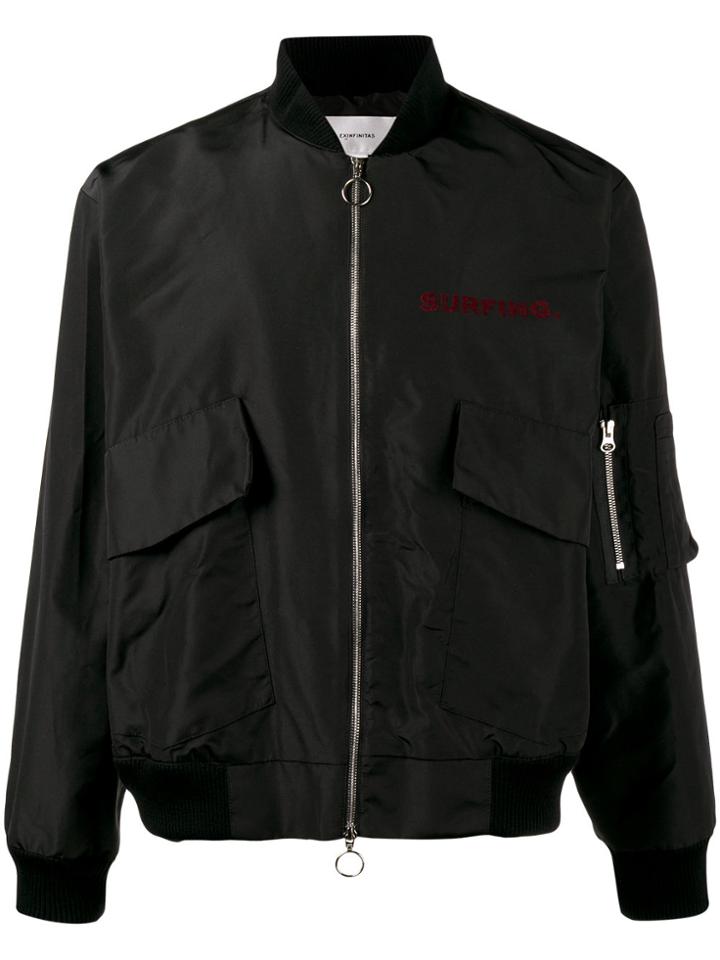 Ex Infinitas 'surfing' Bomber Jacket - Black