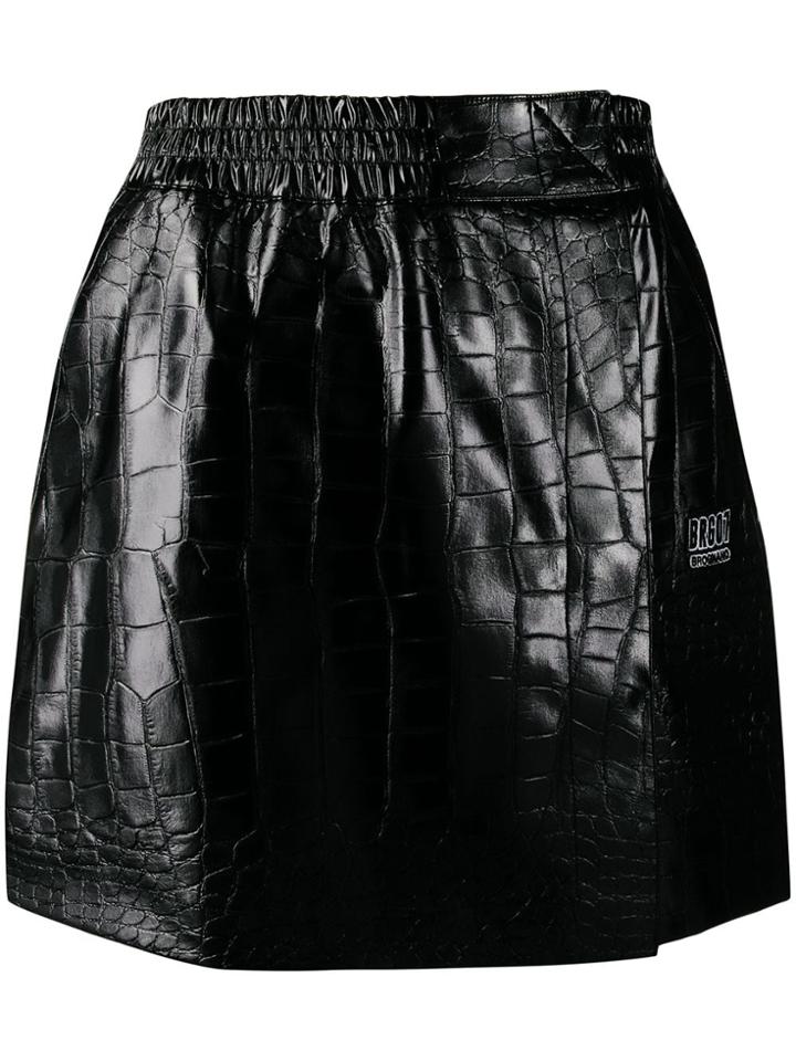 Brognano Crocodile Effect Mini Skirt - Black