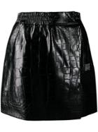 Brognano Crocodile Effect Mini Skirt - Black