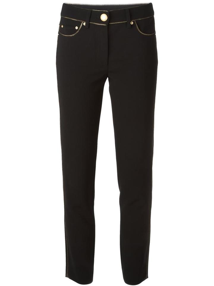Moschino Chain Trim Trousers, Women's, Size: 42, Black, Silk/polyester/triacetate