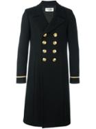 Saint Laurent Classic 70's Military Coat, Men's, Size: 50, Black, Cotton/nylon/cupro/wool