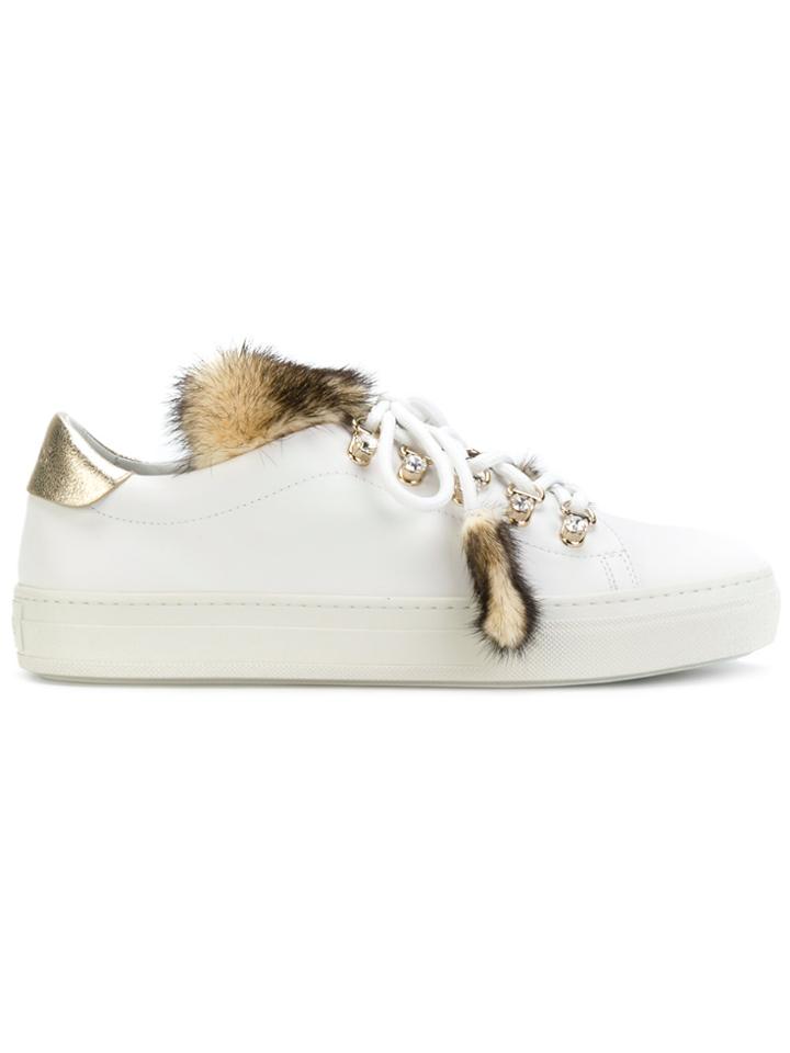 Tod's Fur-trimmed Sneakers - White