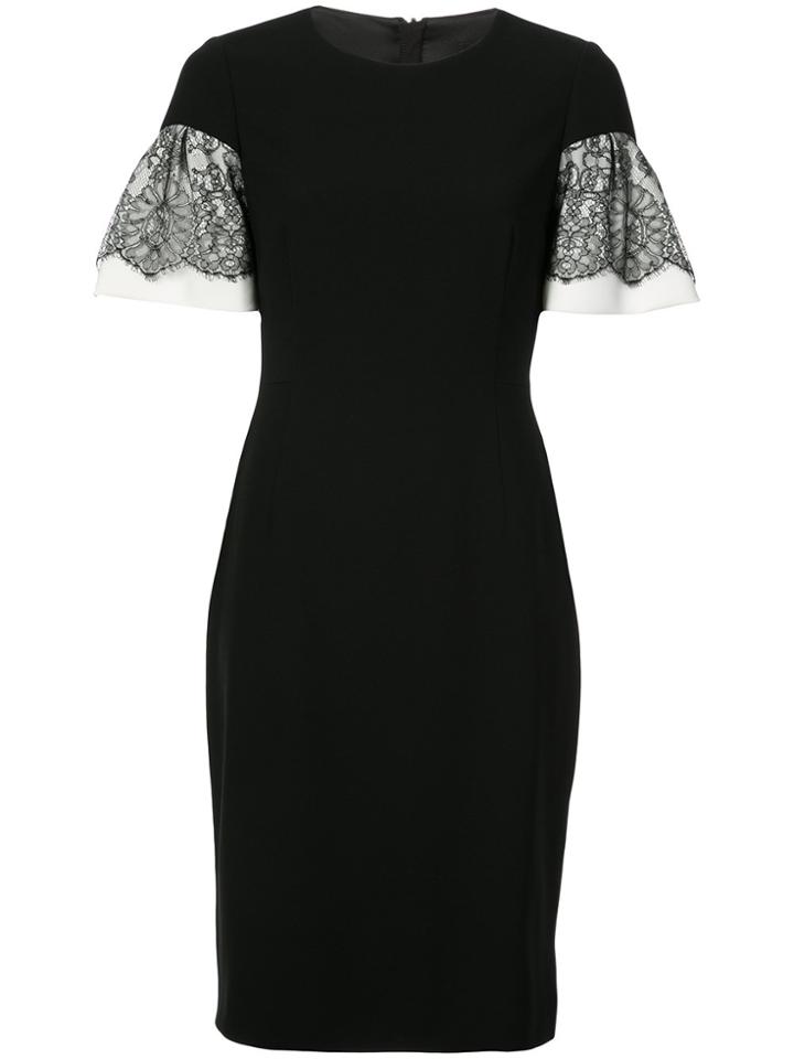 Paule Ka Chantilly Lace Shortsleeved Dress - Black