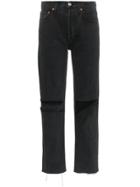 Re/done Cut-out Detail Straight-leg Jeans - Black
