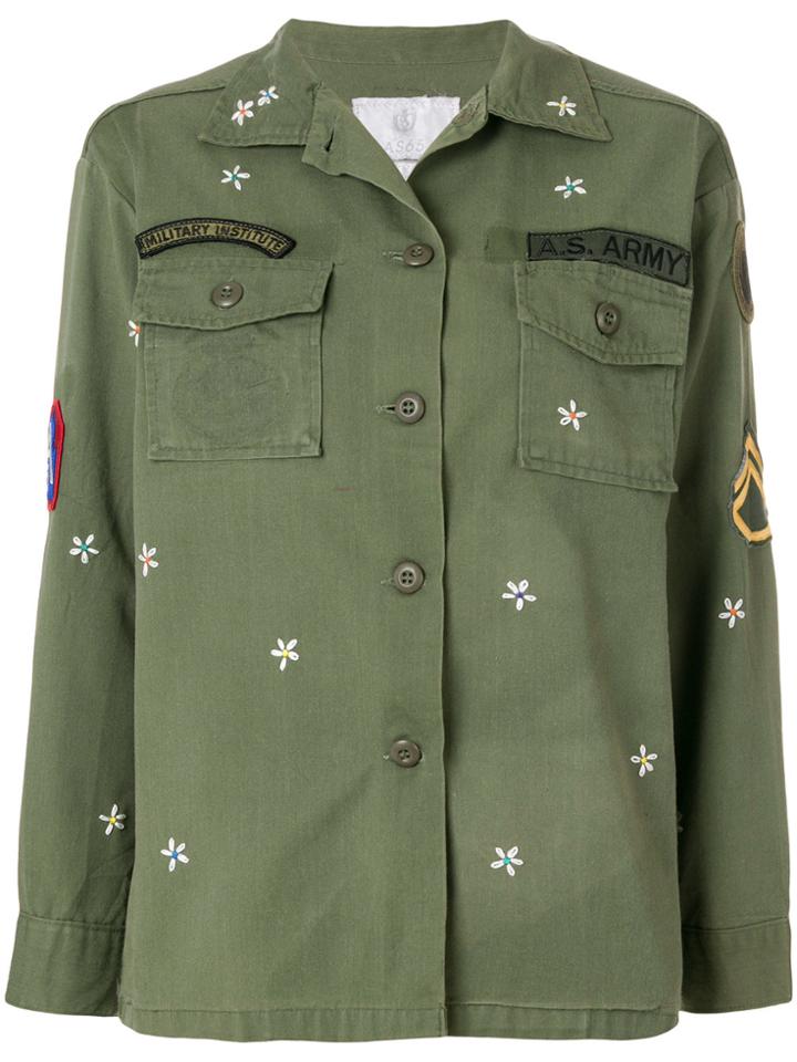 As65 Embroidered Flower Shirt - Green