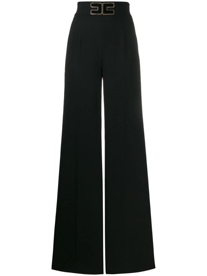 Elisabetta Franchi 3d Logo Flared Trousers - Black