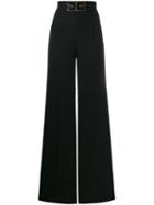 Elisabetta Franchi 3d Logo Flared Trousers - Black