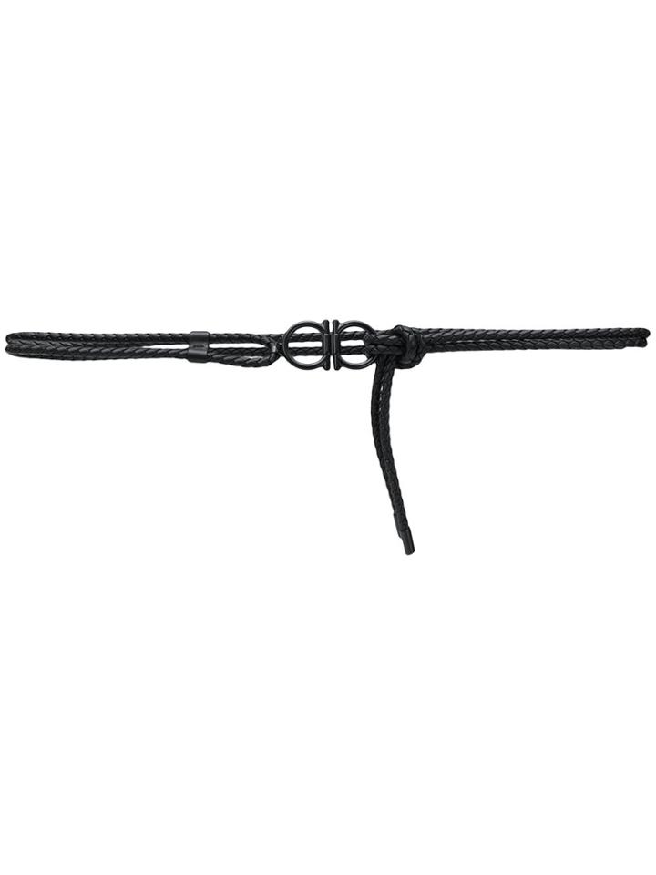 Salvatore Ferragamo Logo Buckle Woven Belt - Black