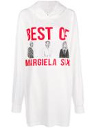Mm6 Maison Margiela Front Printed Elongated Hoodie - White