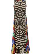 Afroditi Hera Zebra Print Maxi Dress - Multicolour
