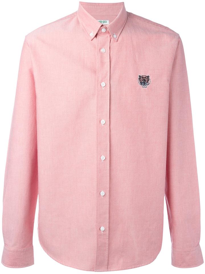 Kenzo Mini Tiger Button Down Shirt, Men's, Size: Medium, Pink/purple, Cotton