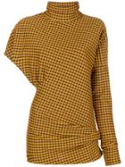 Calvin Klein 205w39nyc Checked Turtle Neck Blouse - Yellow & Orange