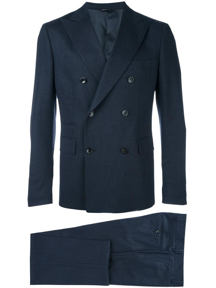 Tonello Double Breasted Suit, Men's, Size: 50, Blue, Spandex/elastane/viscose/virgin Wool
