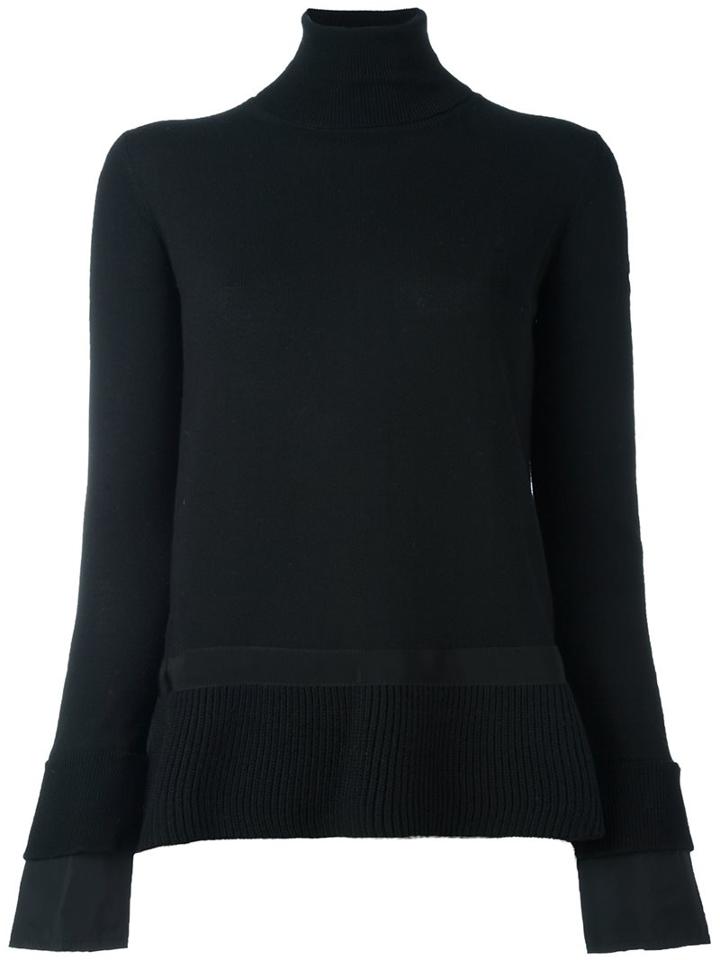 Moncler Roll Neck Knitted Jumper, Women's, Size: Xs, Black, Polyester/virgin Wool