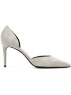 Saint Laurent Paris D Orsay Pumps, Women's, Size: 39, Grey, Leather
