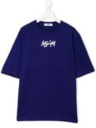 Msgm Kids Logo Print T-shirt - Purple