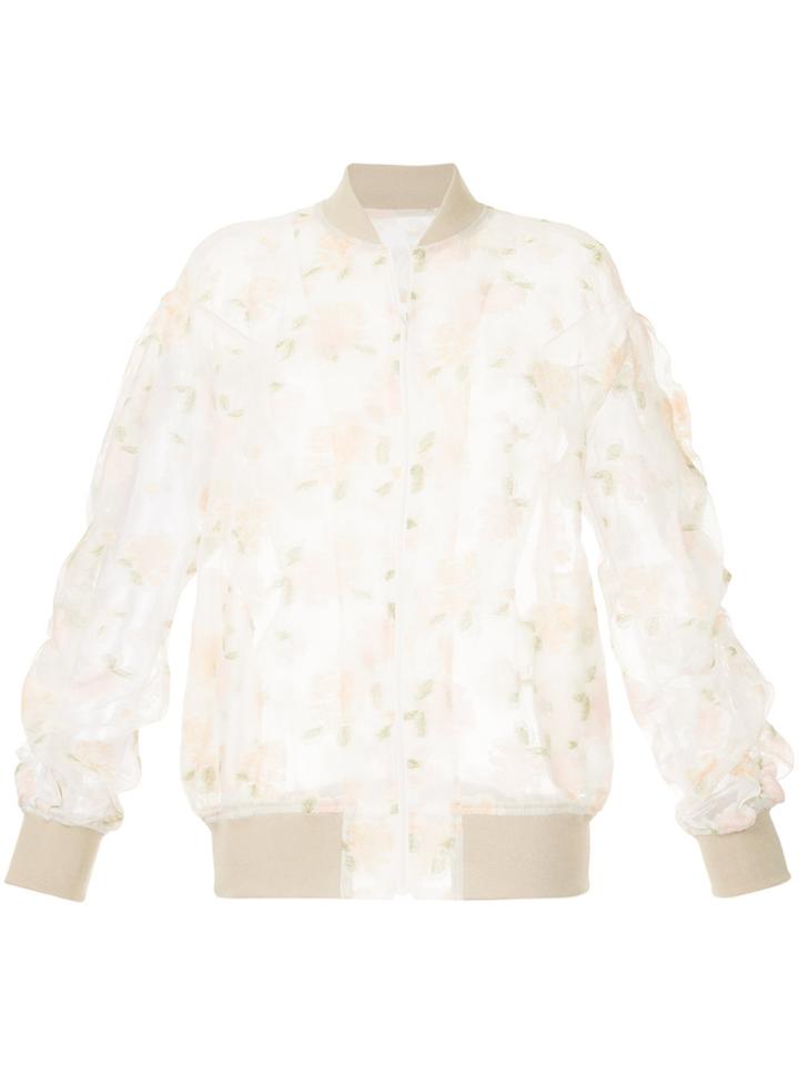 08sircus Sheer Embroidered Bomber Jacket - White