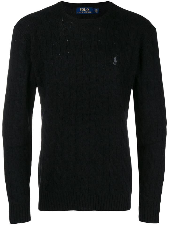 Polo Ralph Lauren Cable Knit Logo Sweater - Black