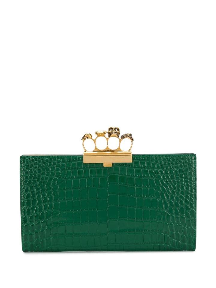 Alexander Mcqueen Skull Knuckle Duster Clutch - Green