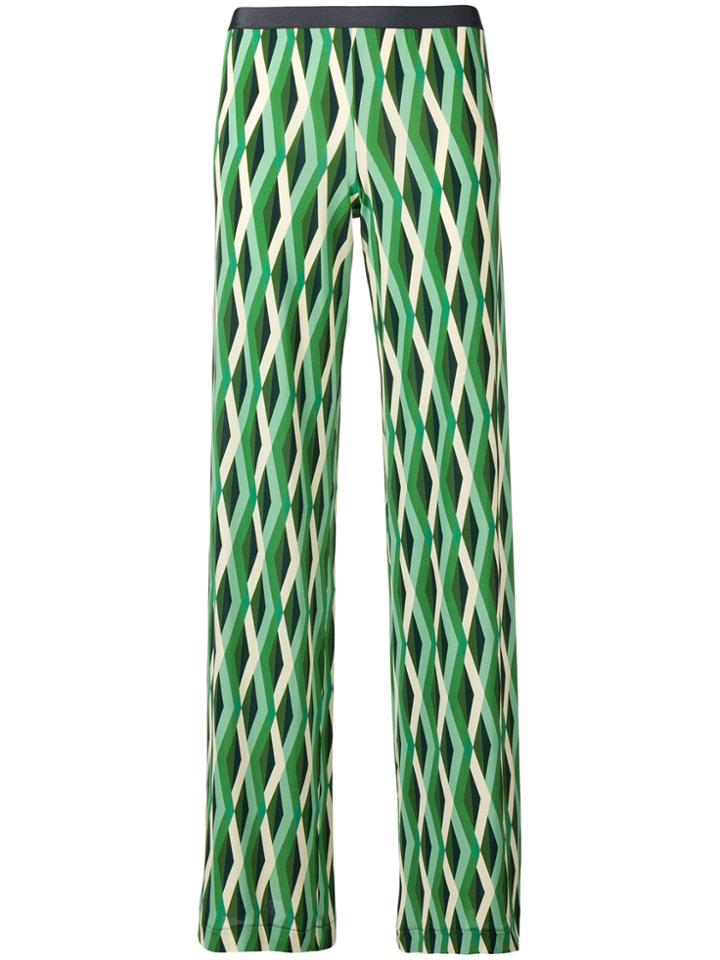 Siyu Geometric Print Straight Trousers - Green