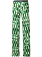 Siyu Geometric Print Straight Trousers - Green