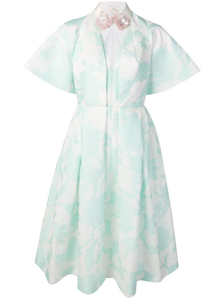 Delpozo Floral-collar Evening Dress - White