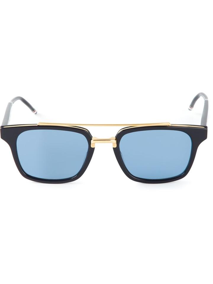 Thom Browne Square Frame Sunglasses, Adult Unisex, Blue, Acetate