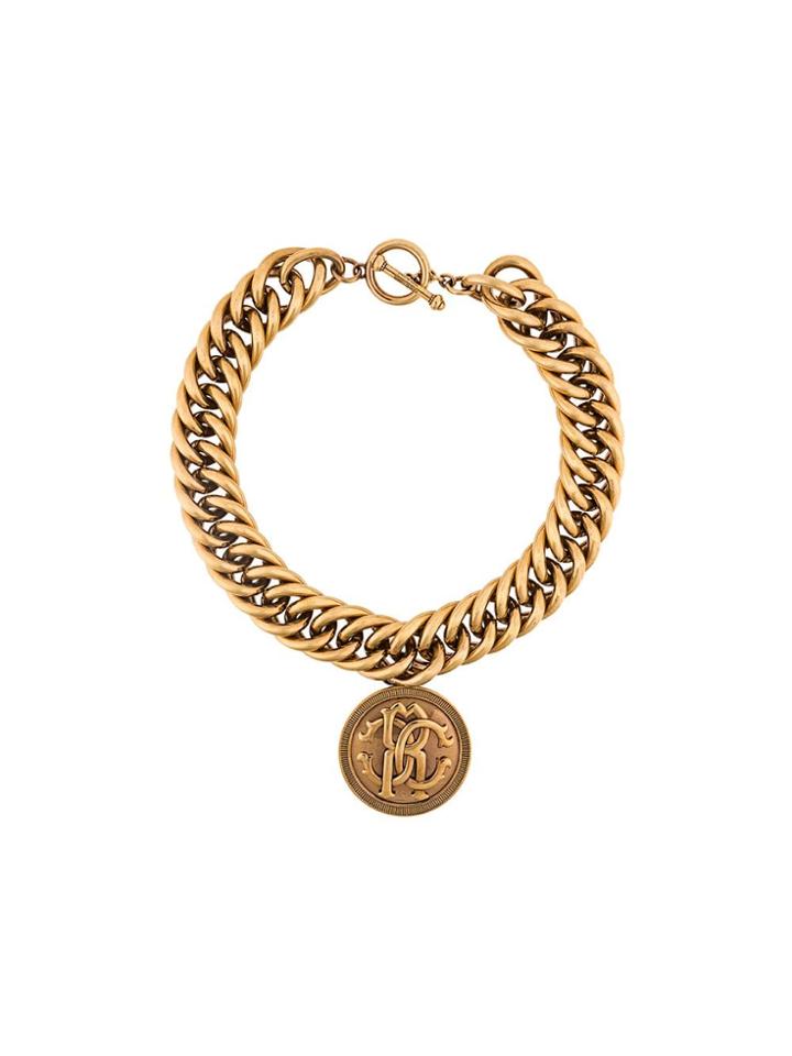 Roberto Cavalli Medallion Chunky Chain Necklace - Metallic