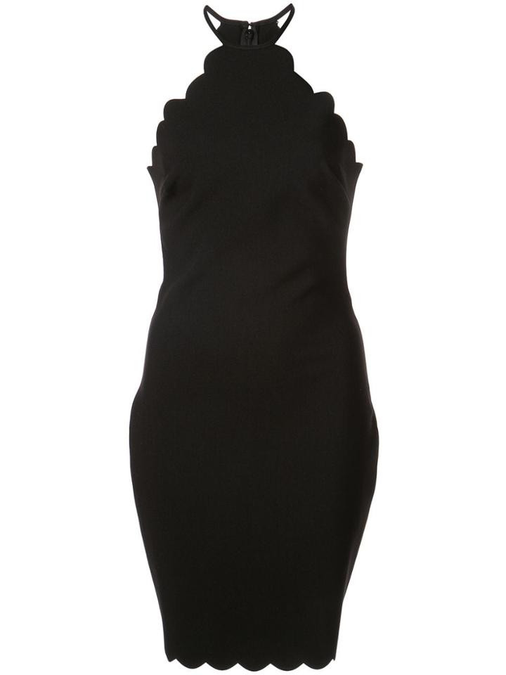 Likely Scalloped Hem Halterneck Dress - Black