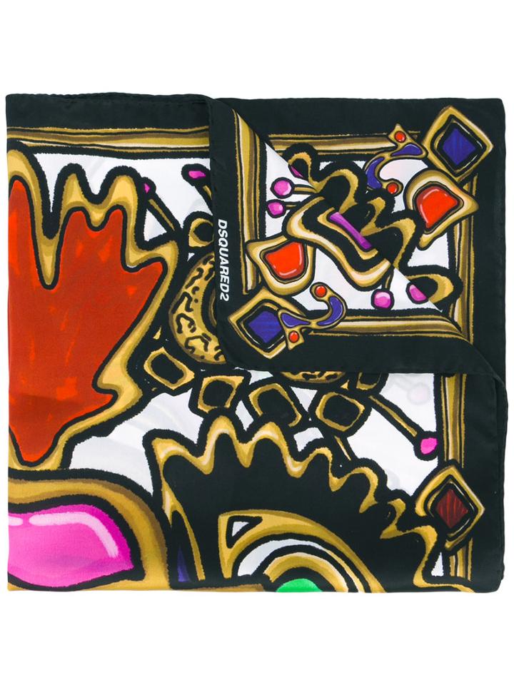 Treasures Print Scarf - Women - Silk - One Size, Black, Silk, Dsquared2