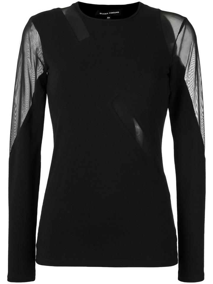 Gloria Coelho Sheer Blouse, Women's, Size: G, Black, Cotton/spandex/elastane