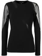 Gloria Coelho Sheer Blouse, Women's, Size: G, Black, Cotton/spandex/elastane