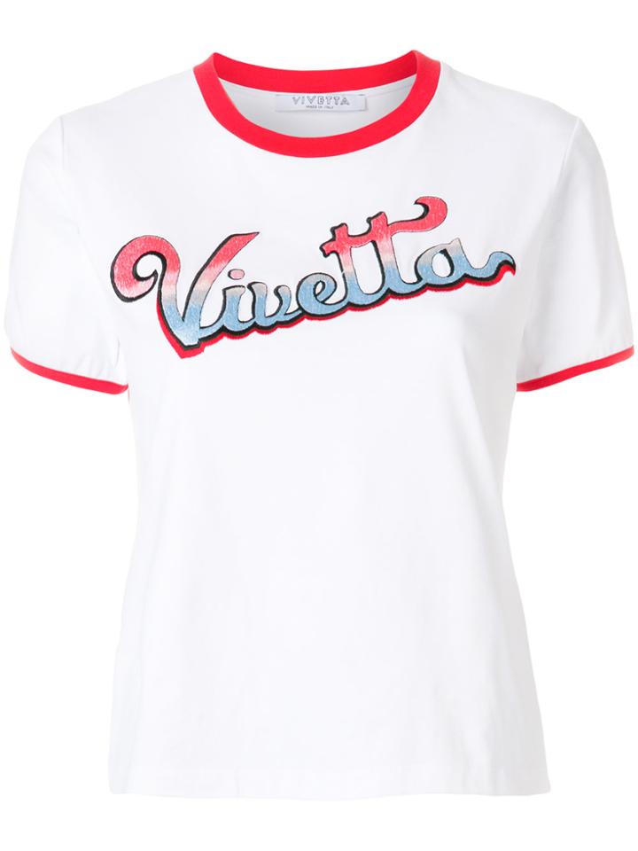 Vivetta Embroidered Logo Ringer Tee - White