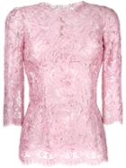 Dolce & Gabbana Floral Lace Blouse, Women's, Size: 42, Pink/purple, Viscose/polyamide/spandex/elastane/silk