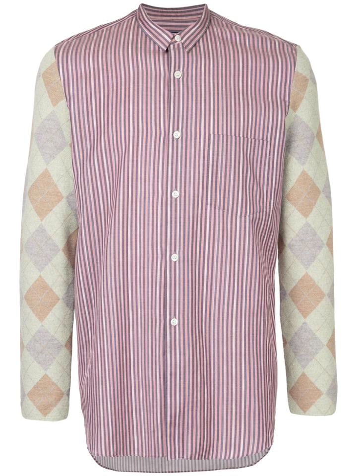 Comme Des Garçons Vintage Sweater Sleeves Striped Shirt - Pink &