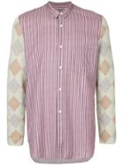 Comme Des Garçons Vintage Sweater Sleeves Striped Shirt - Pink &