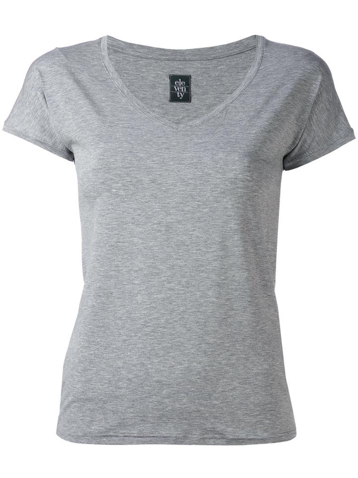 Eleventy - V-neck T-shirt - Women - Spandex/elastane/modal - S, Grey, Spandex/elastane/modal