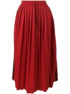 Gucci - Pleated Web Skirt - Women - Cotton/polyester - S, Red, Cotton/polyester