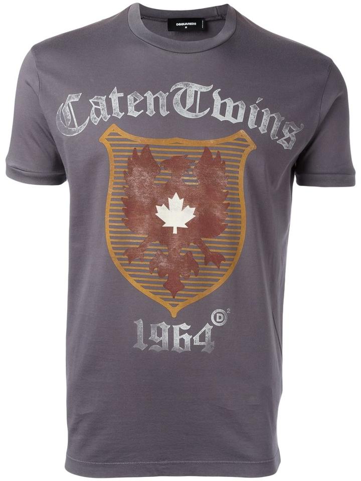 Dsquared2 Caten Twins Plaque T-shirt, Men's, Size: Medium, Pink/purple, Cotton